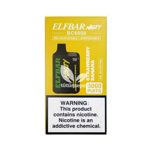 Elf Bar BC6000 Strawberry Banana Puff - Nasty - Görsel 4